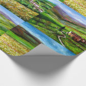 トスカーナの風景、緑の丘の黄色の花畑 ラッピングペーパー (角)