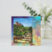 トスカーナの風景、青い緑の金ゴールドきらめき 招待状 (スタンド正面)