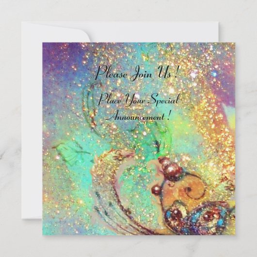 トスカーナの風景、青い緑の金ゴールドきらめき 招待状 (裏面)