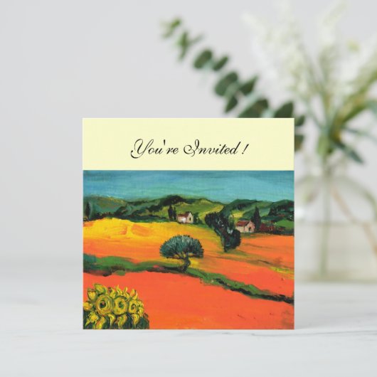 トスカーナの風景 , 青緑黄色オレンジ 招待状 (スタンド正面)