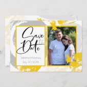 トスカーナの黄色い灰色のブラシストローク日付を保存 招待状 (正面/裏面)