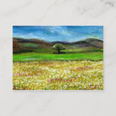 トスカーナの黄色い花畑の単生の木 名刺 (裏面)