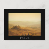 トスカーナの黒い葉書の風景の上の日の出 ポストカード (正面)