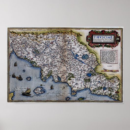 トスカーナの16世紀地図 ポスター (正面)