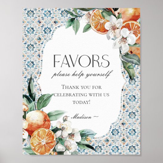 トスカーナイタリアンタイルビーチ沿岸好意サイン ポスター (正面)