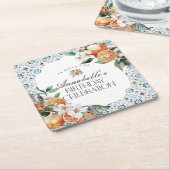 トスカーナイタリアンタイル誕生日パーティードデコール スクエアペーパーコースター (アングル)