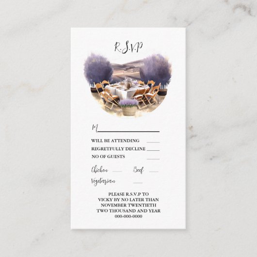 トスカーナイタリアンラベンダーの田舎シック アドバイスカード (正面)