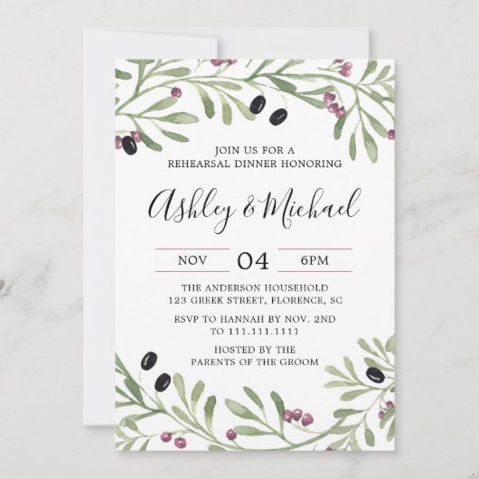 トスカーナイタリアンリハーサルディナー招待状 招待状 (正面)