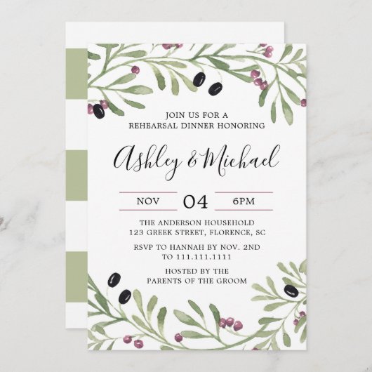 トスカーナイタリアンリハーサルディナー招待状 招待状 (正面/裏面)