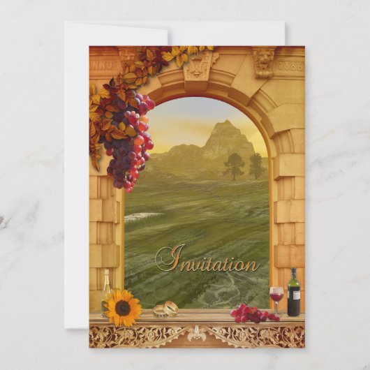 トスカーナイタリアンヴィネヤード秋の結婚式招待状 招待状 (正面)