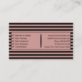 トスカーナエレガントのピンクと黒の毛ストライプののサロン 名刺 (裏面)