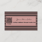 トスカーナエレガントのピンクと黒の毛ストライプののサロン 名刺 (正面)