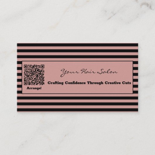 トスカーナエレガントのピンクと黒の毛ストライプののサロン 名刺 (正面)