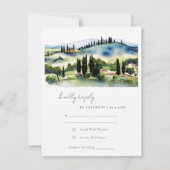トスカーナエレガントイタリアランドスケープ水の色結婚の設定 出欠カード (正面)
