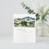 トスカーナエレガントイタリアランドスケープ水の色結婚の設定 出欠カード (スタンド正面)