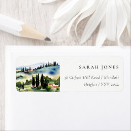 トスカーナエレガントイタリア水彩風景アドレス ラベル