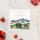 トスカーナエレガントイタリア水彩風景結婚ズ スタンダードカクテルナプキン (インサイチュ)