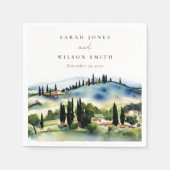 トスカーナエレガントイタリア水彩風景結婚ズ スタンダードカクテルナプキン (正面)