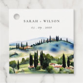 トスカーナエレガントイタリア水彩風景結婚ズ フェイバータグ (正面)