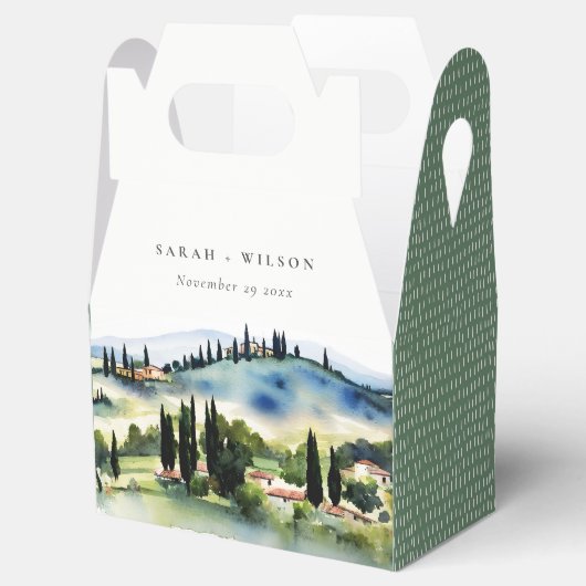 トスカーナエレガントイタリア水彩風景結婚ズ フェイバーボックス (オープン)