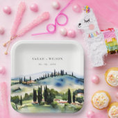 トスカーナエレガントイタリア水彩風景結婚ズ ペーパープレート (パーティー)