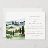 トスカーナエレガントイタリア水彩風景結婚ズ 招待状 (正面)