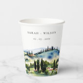 トスカーナエレガントイタリア水彩風景結婚ズ 紙コップ (裏面)