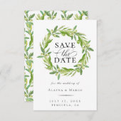 トスカーナオリーブリース日付を保存 案内状 (正面/裏面)