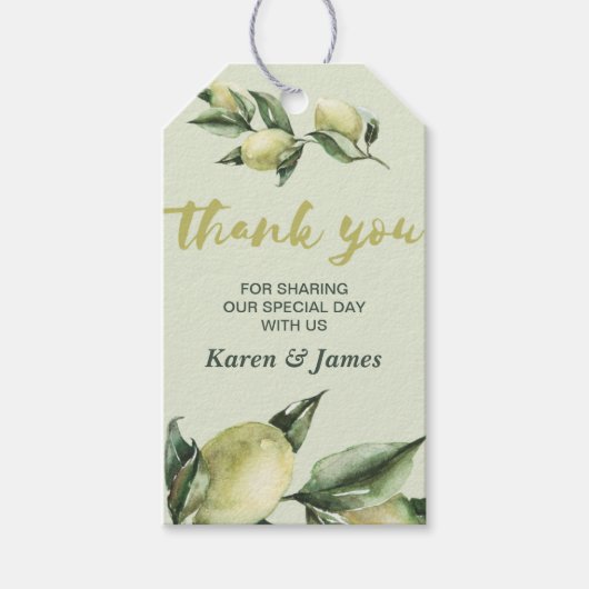 トスカーナオリーブ庭園の結婚式サンキュー ギフトタグ (正面)