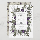 トスカーナオリーブ水彩植物性リース 招待状 (正面/裏面)
