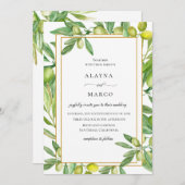 トスカーナオリーブ金ゴールドフレーム結婚式招待状 招待状 (正面/裏面)