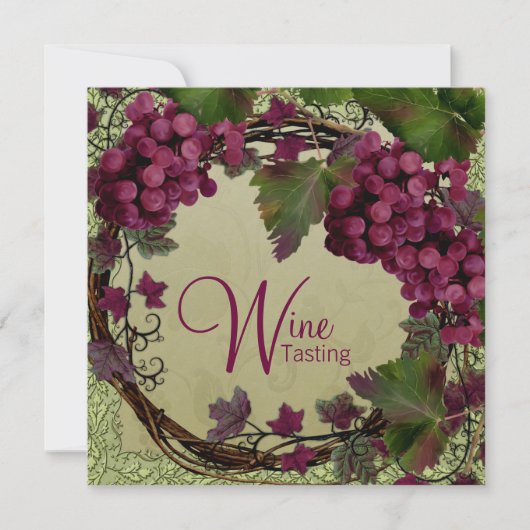 トスカーナオールドワールドヴィンテージ赤い緑ぶどう 招待状 (正面)