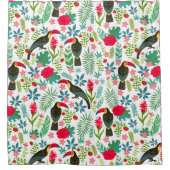 トスカーナカラフルの鳥と熱帯花のパターン シャワーカーテン (正面)