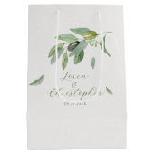 トスカーナスタイリッシュの水カラーオリーブ葉ブランチ ミディアムペーパーバッグ (裏面)