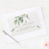 トスカーナスタイリッシュの水カラーオリーブ葉ブランチ 長方形シール (封筒)