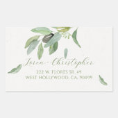 トスカーナスタイリッシュの水カラーオリーブ葉ブランチ 長方形シール (正面)