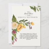 トスカーナバーチャルゴールドサンフラワーフローラブライダルシャワー 招待状 (正面)