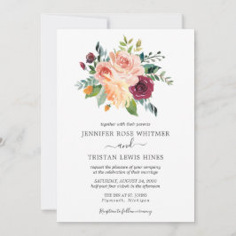 トスカーナフローラ開花水彩結婚の 招待状