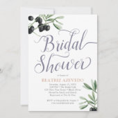 トスカーナブライダルシャワーイタリアンオリーブブランチ素朴 招待状 (正面)