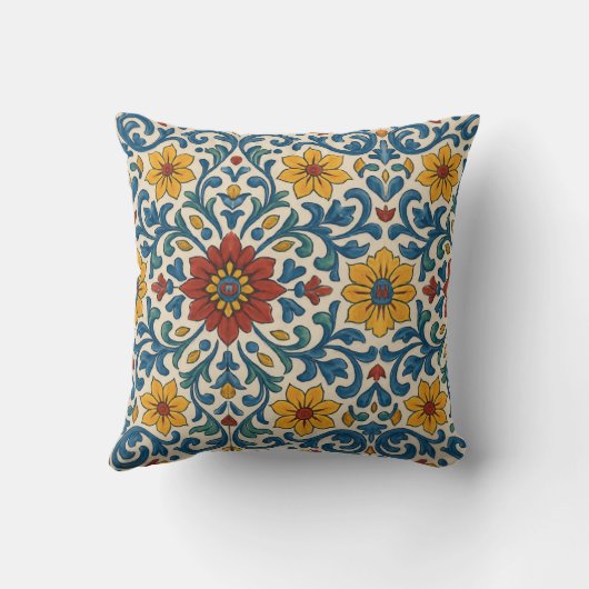 トスカーナブルーと白フローラ植物夏季房宝 クッション (裏面)