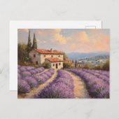 トスカーナラベンダーフィールドウィズストーンコテージ ポストカード (正面/裏面)