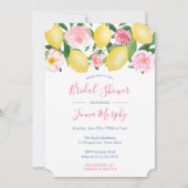 トスカーナレモンズピンクウォーターカラーフローラブライダルシャワー 招待状 (正面)