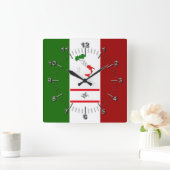 トスカーナ国旗(イタリア) スクエア壁時計 (ホーム)