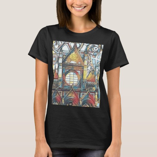 トスカーナ大聖堂 スチームパンクアート Tシャツ (正面)