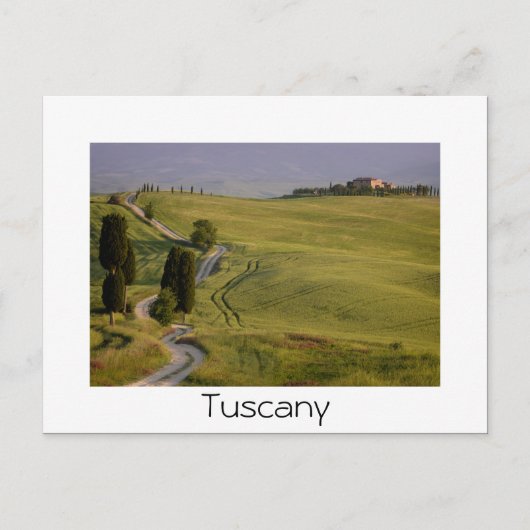 トスカーナ州のテラピルへの道の白い文字はがき ポストカード (正面)