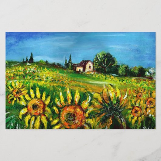 トスカーナ文房具のひまわりと田舎 便箋 (正面)