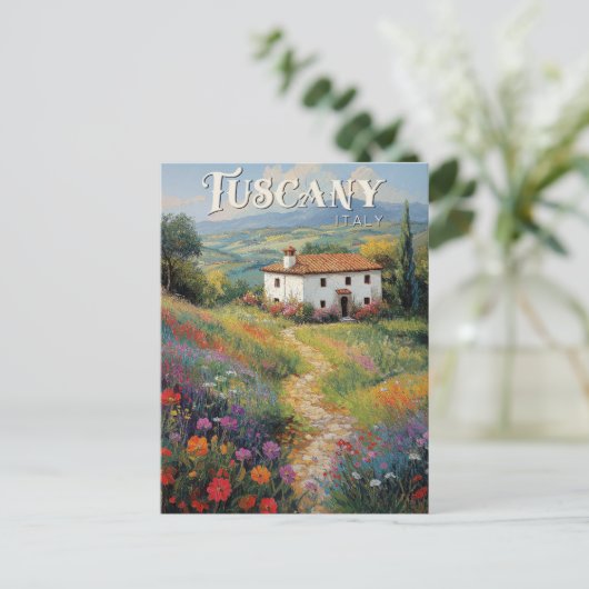 トスカーナ旅行はがき – ヴィンテージイタリアのシーン ポストカード (スタンド正面)
