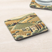 トスカーナ景観プリントコースターセット コースター (左側)