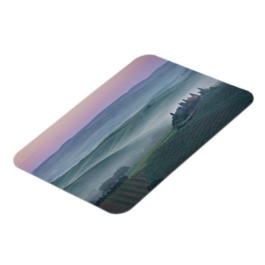 トスカーナ景観長方形マグネット上の日の出 マグネット (左側)