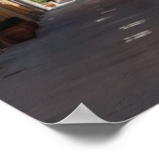 トスカーナ村の古いファサードと狭い通り ポスター (角)